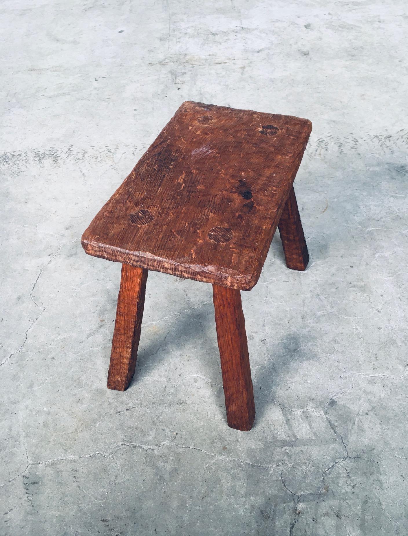 Artisan Made Carved Oak Low Stool or Side Table For Sale 2