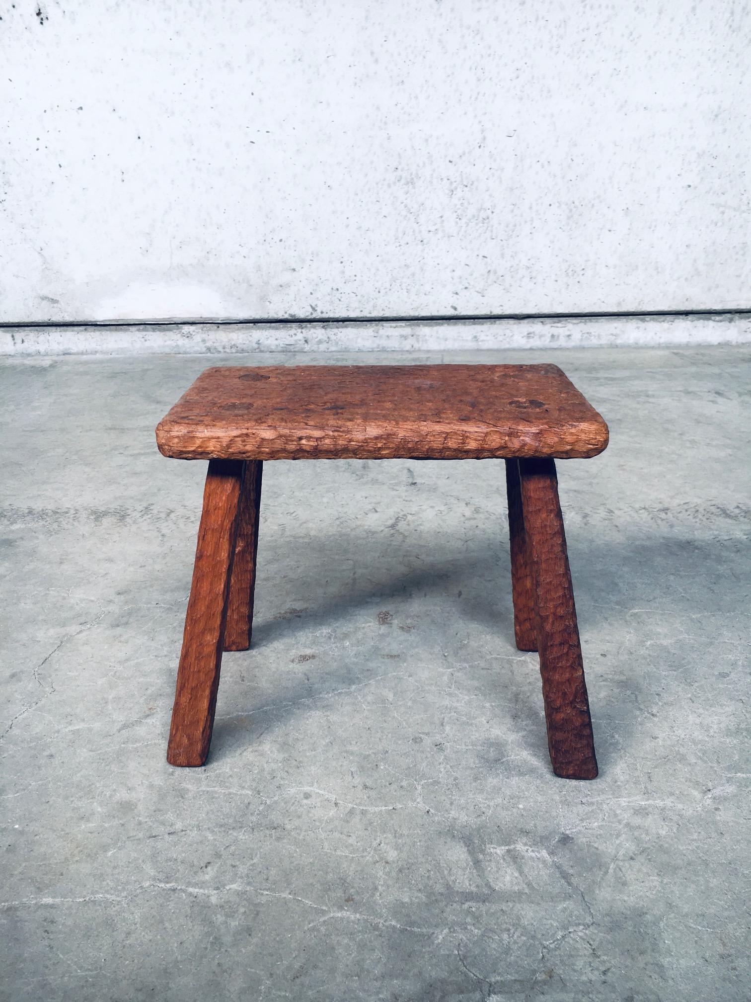 Artisan Made Carved Oak Low Stool or Side Table For Sale 3