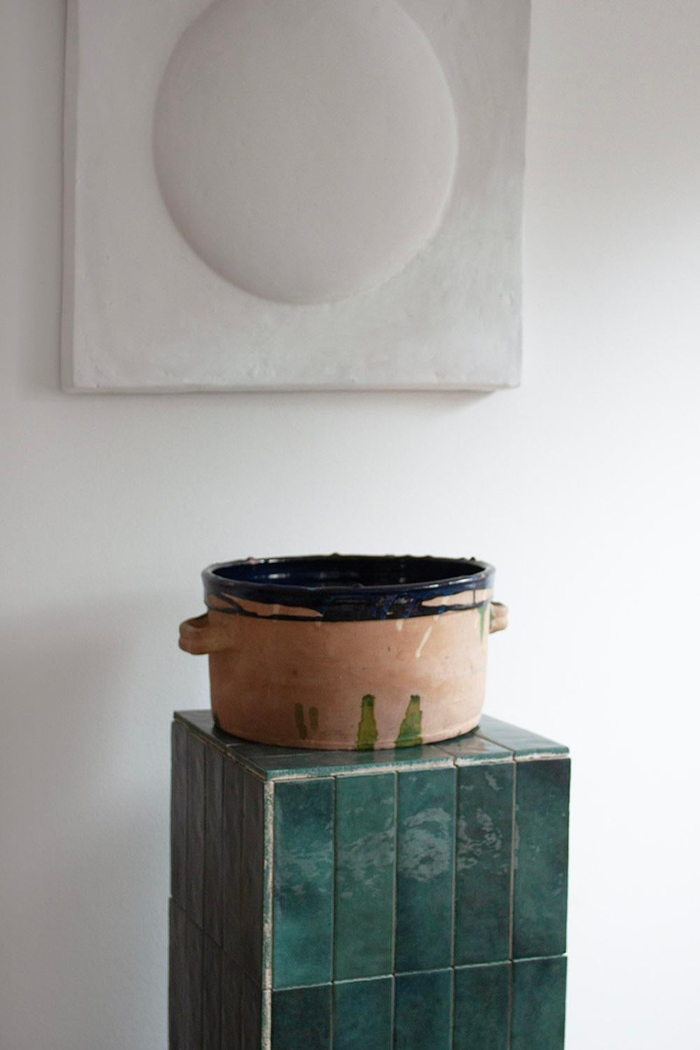Shipping Note: If your region or country is not listed under the shipping options, please contact us directly.

This charming terracotta kitchen pot is glazed in beautiful dark green and blue tones, making it perfect for storing goods in the