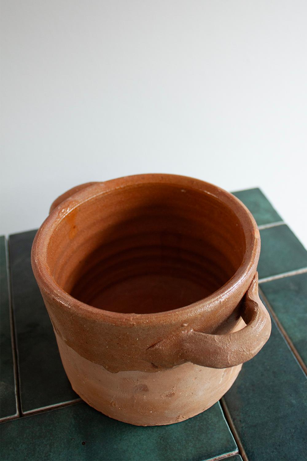 20th Century Artisan Made German Country Style Terracotta brown Glaze Kitchen Pot For Sale
