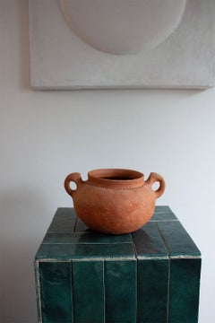 Artisan Made German Small Terracotta Amphora with Wrap Around Decoration