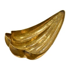 Artisan Made Hammered Brass Footed Sea Shell, 1960s