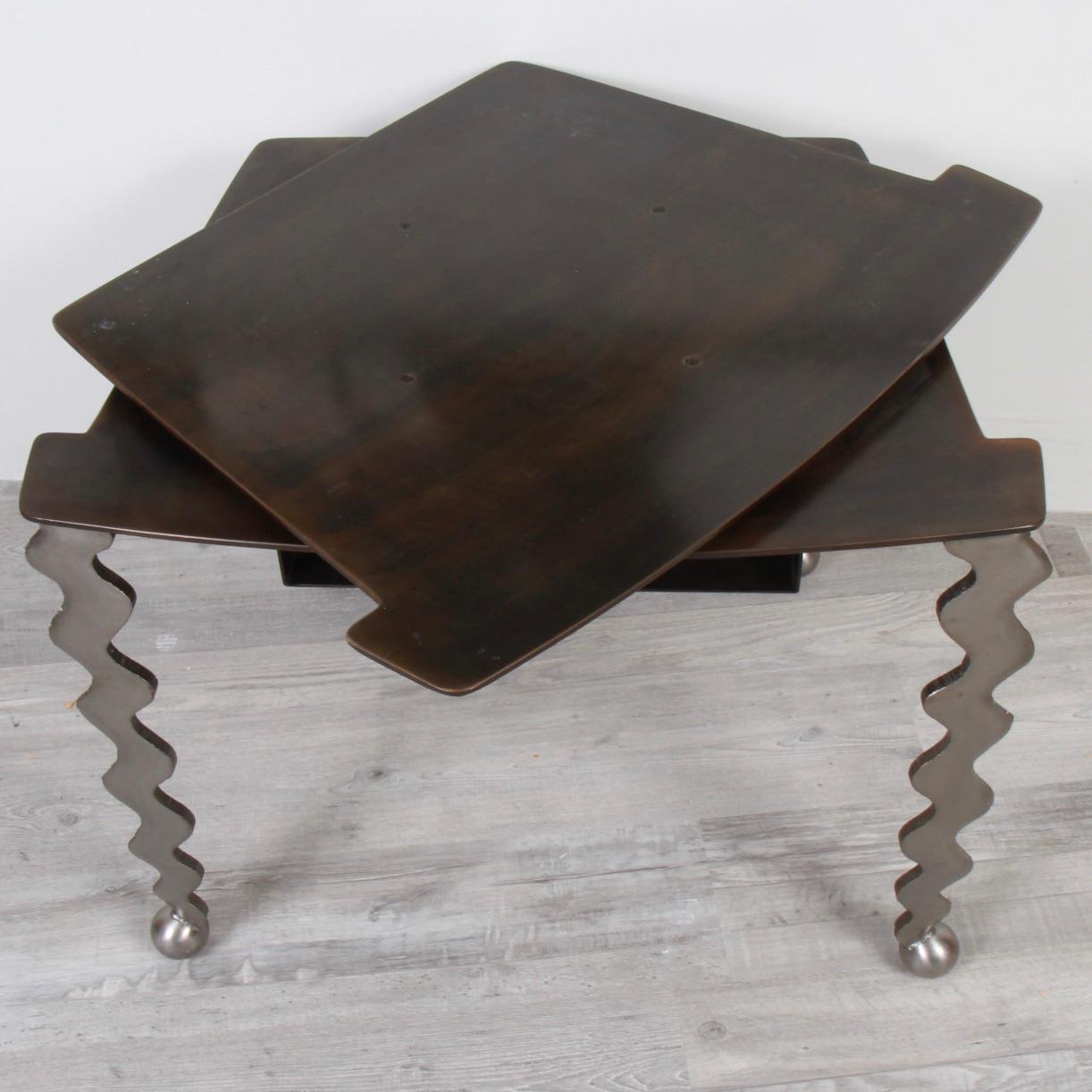 Artisan Made Industrial Steel Swivel Top TV Base In Good Condition For Sale In New London, CT