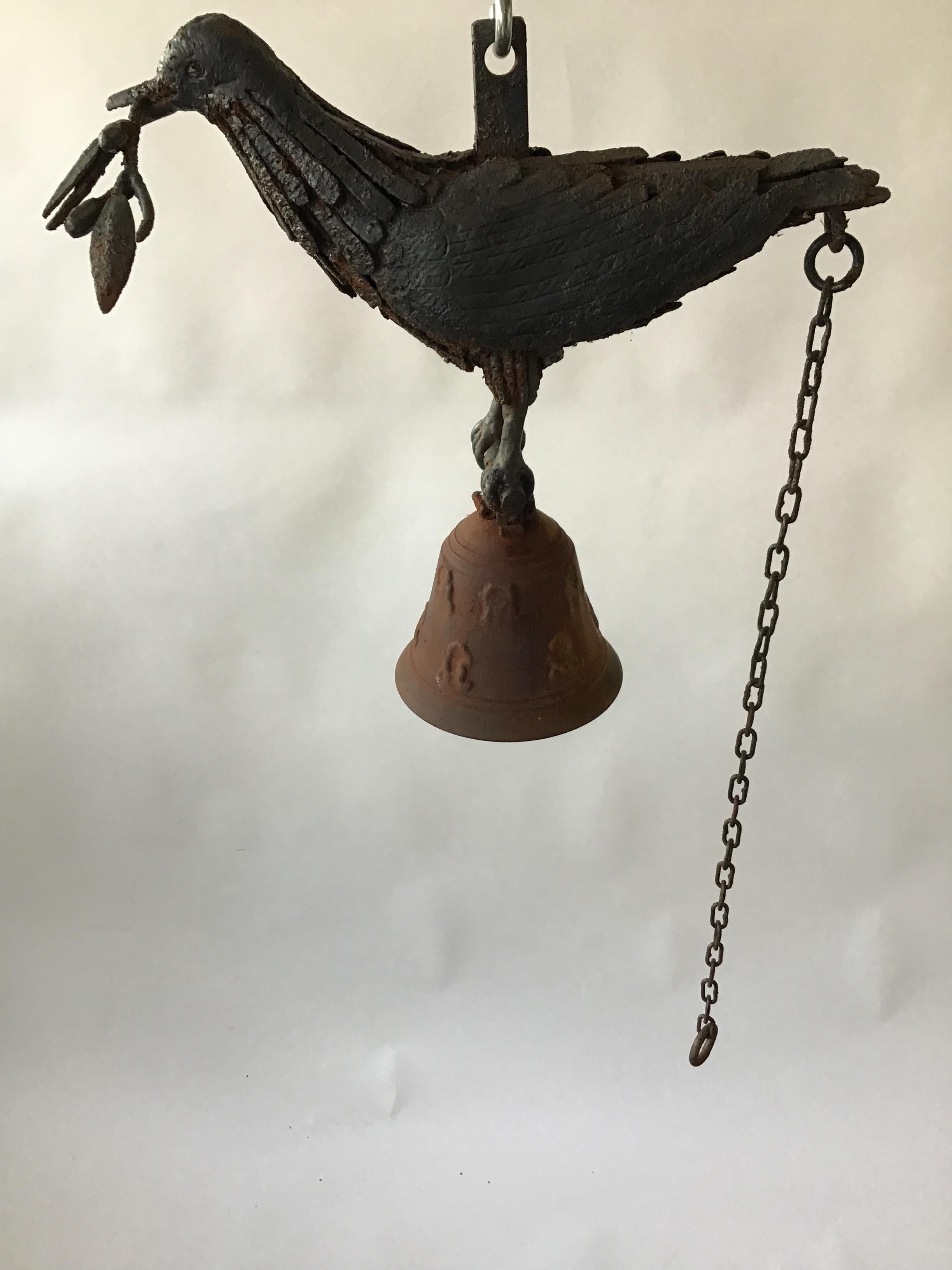 Artisan Made Iron Dove Bell In Good Condition In Tarrytown, NY