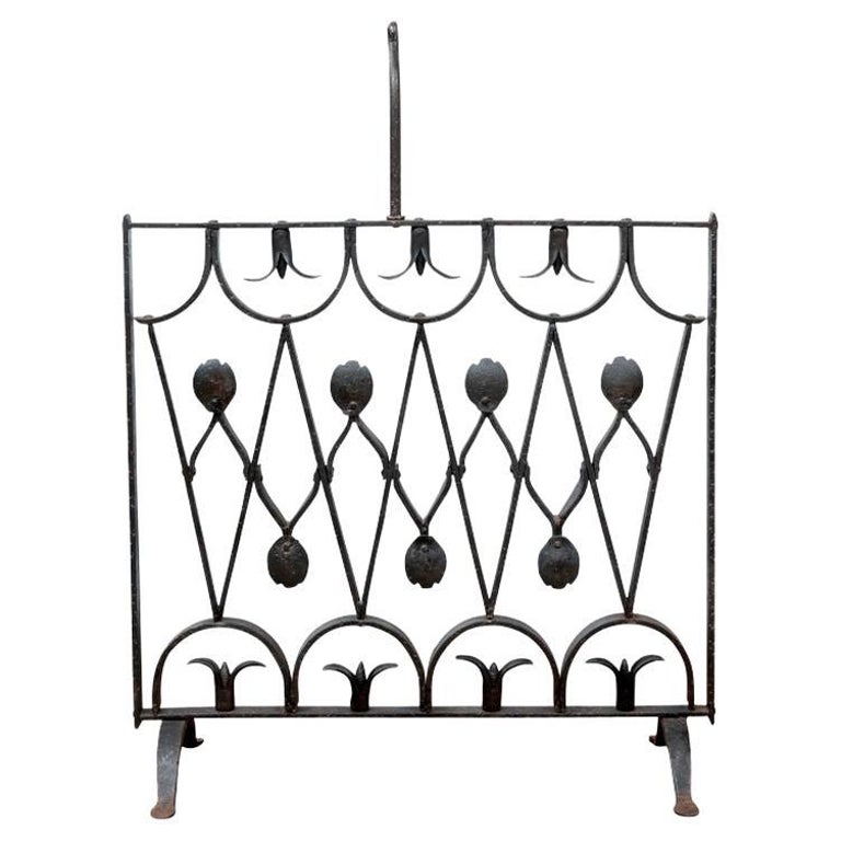 Artisan Made Iron Fire Screen For Sale at 1stDibs