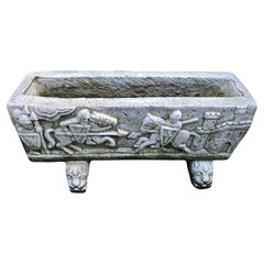 Artisan-Made Medieval Style Stone Planter on Lion Feet