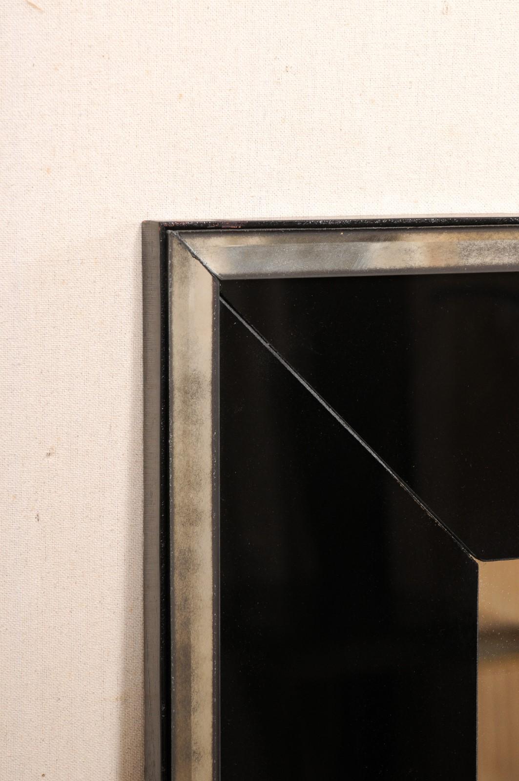 Miroir artisanal avec contour en verre noir de 4,5 pi de hauteur (accepte les commandes personnalisées !) en vente 12
