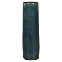 Artisan Made Prem Collection Blue Floor Ceramic Vase with Screen Patterns