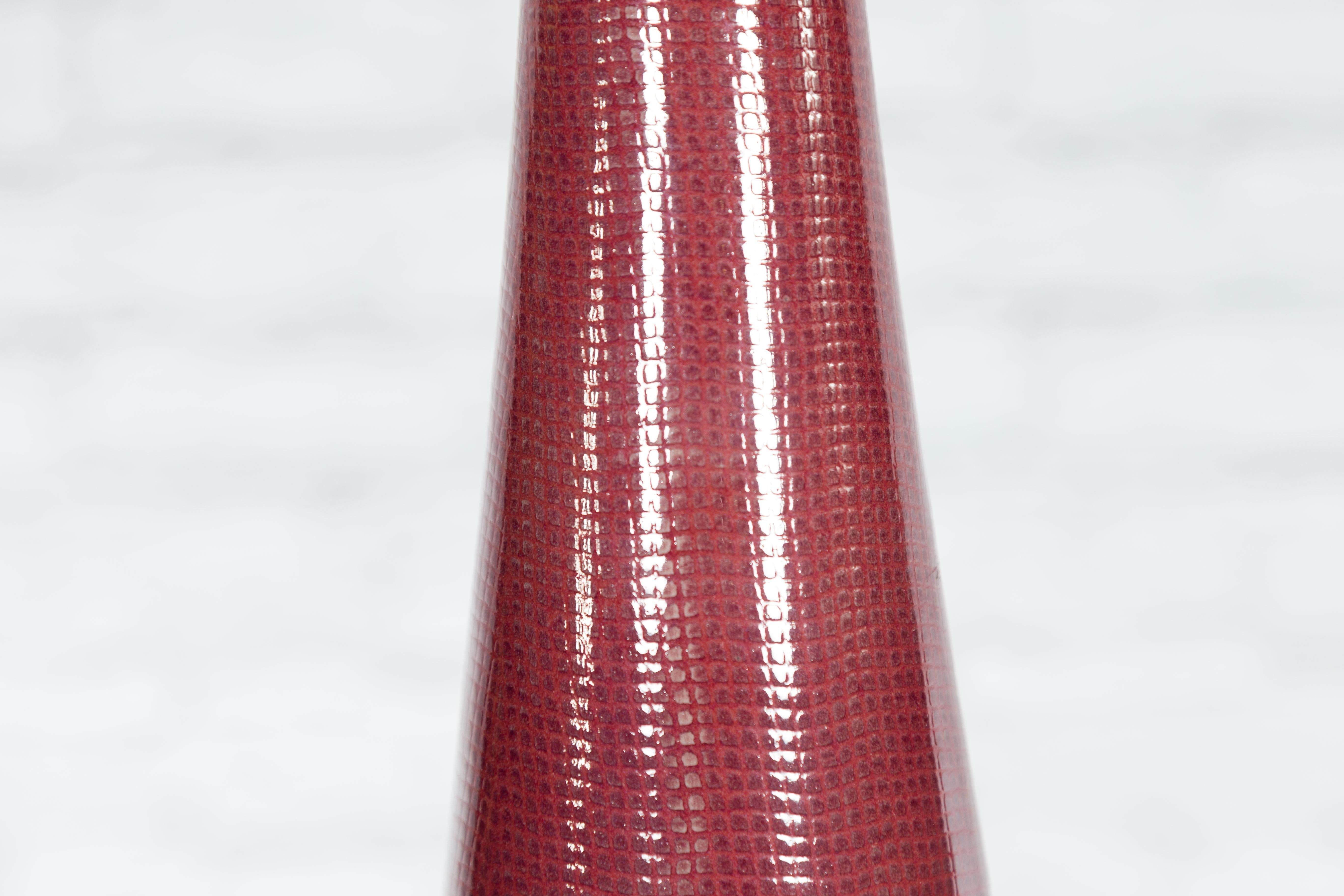 Artisan Made Prem Collection Bottle Shaped Vase with Grid Style Textured Motifs For Sale 4