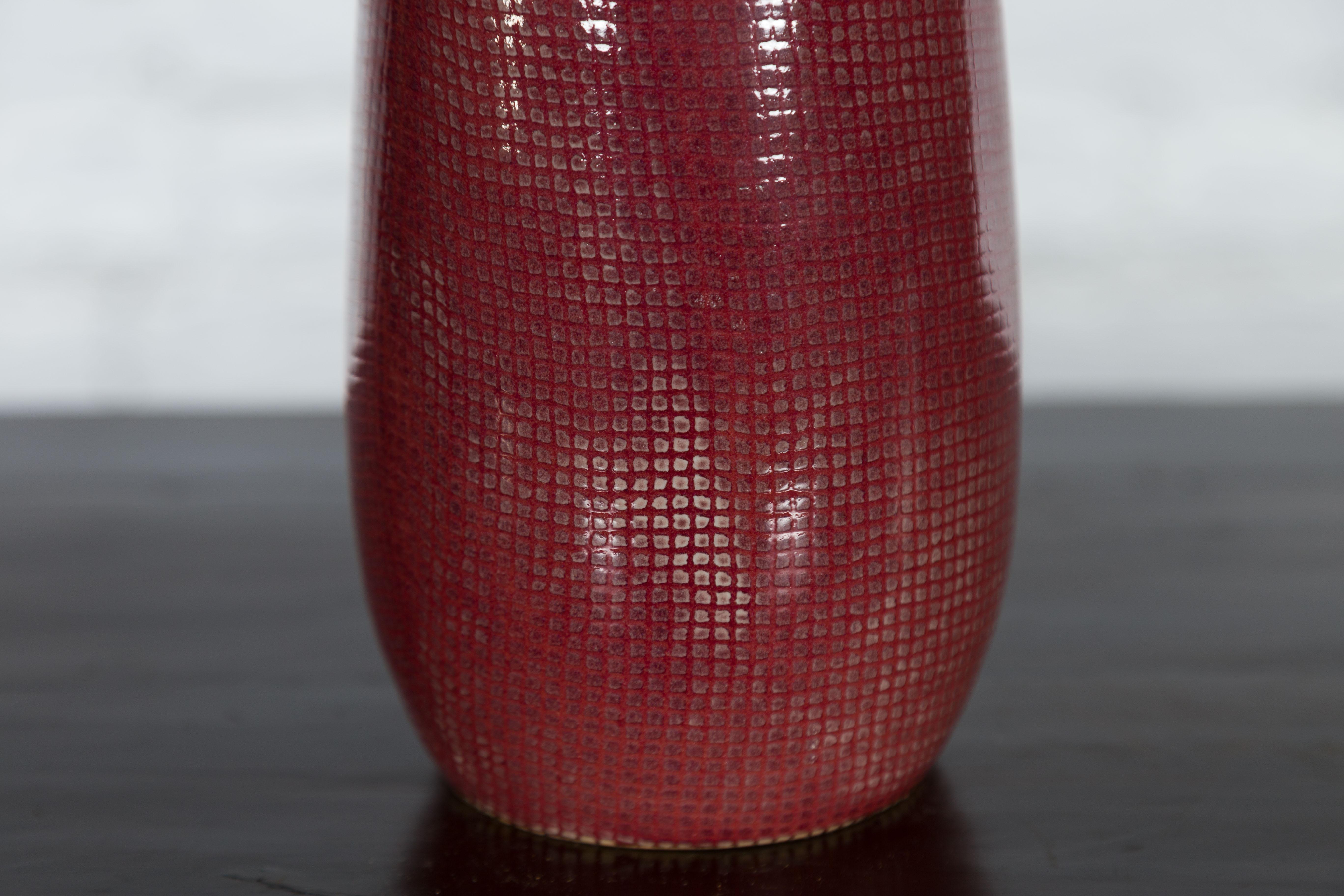 Artisan Made Prem Collection Bottle Shaped Vase with Grid Style Textured Motifs For Sale 2