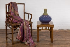 Handcrafted Ceramic Vase with Periwinkle Glaze and Trumpet Neck