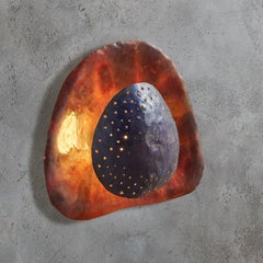 Artisan Made Purple Patinated Metal Sconce, France 1950s