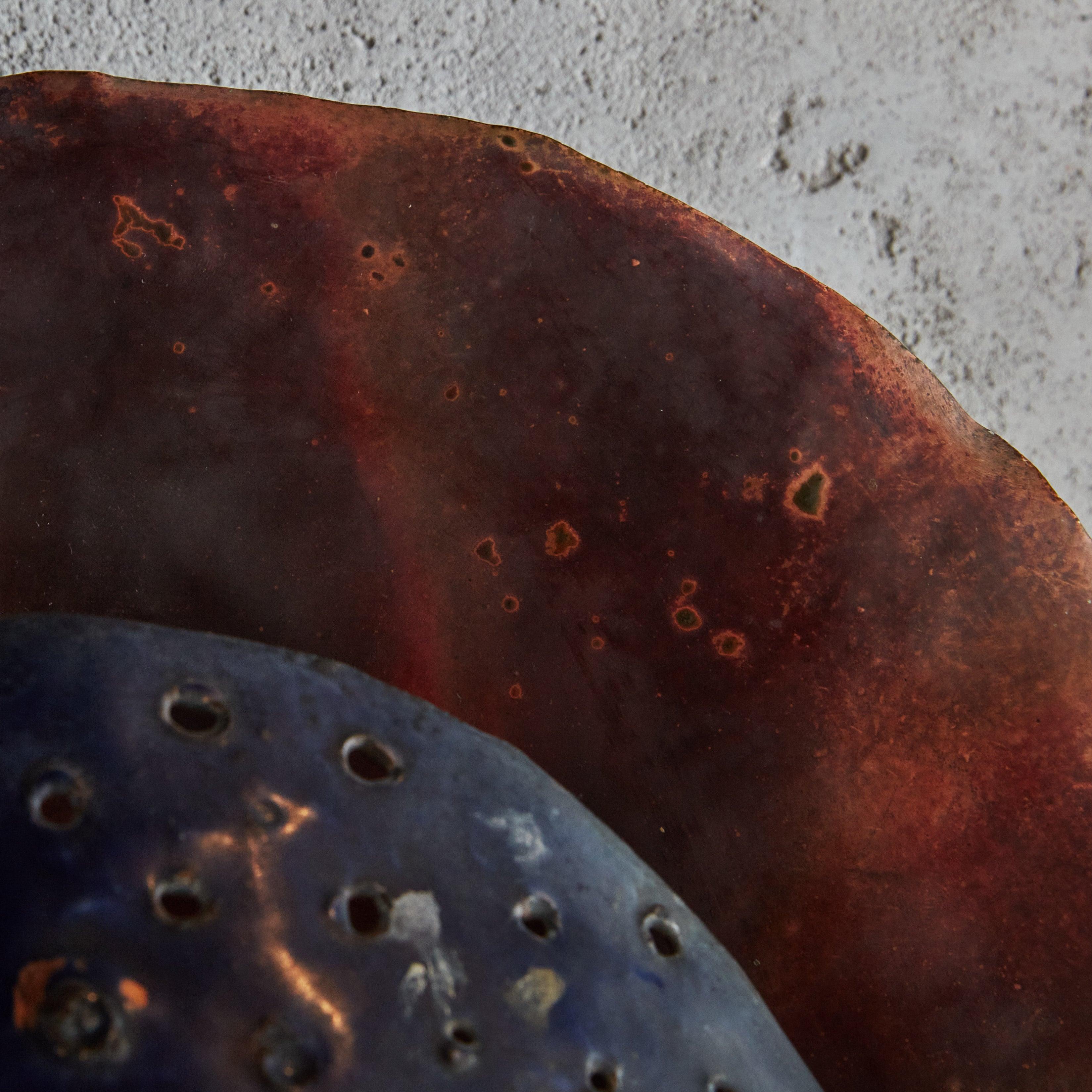 French Artisan Made Purple Patinated Metal Sconce, France 1950s For Sale