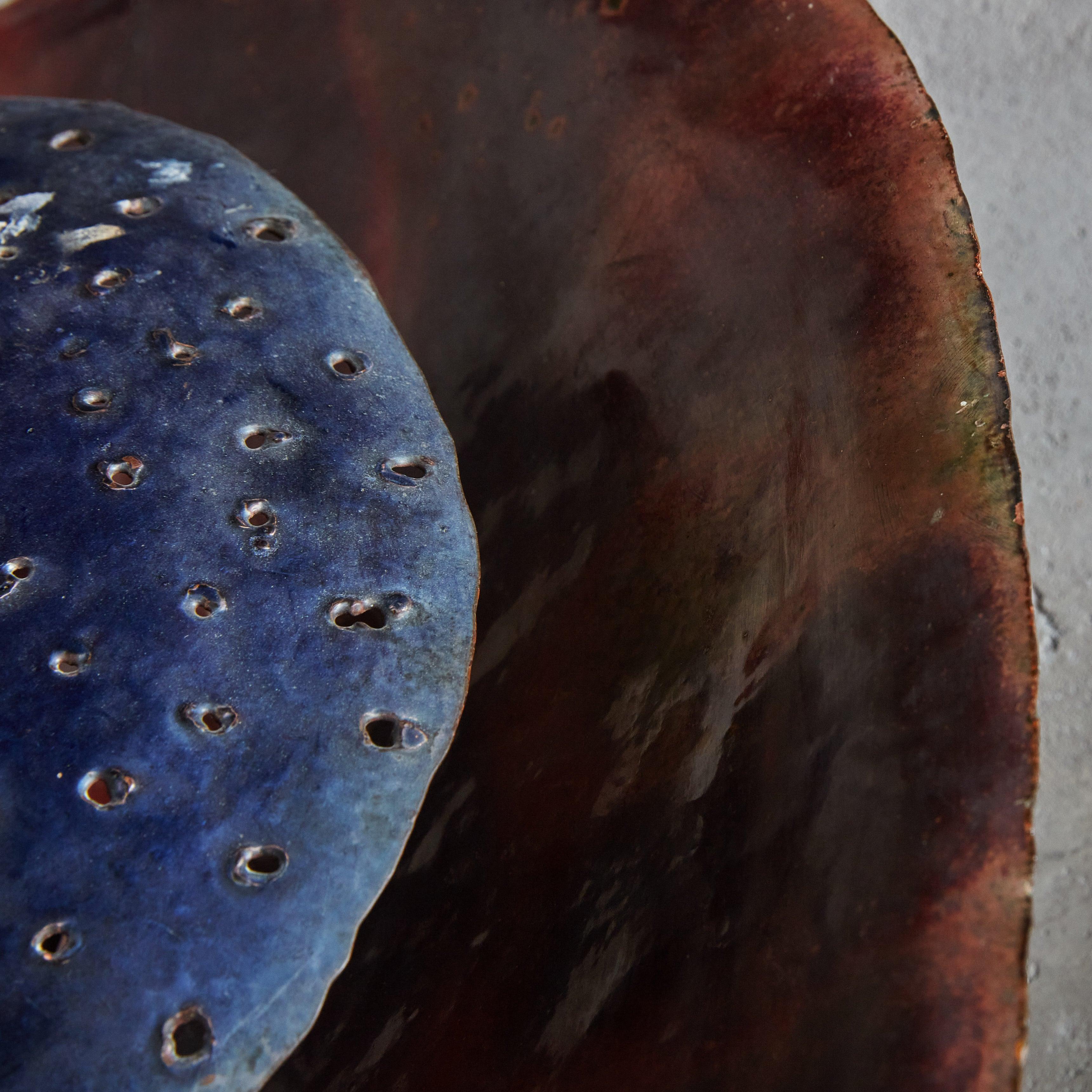Artisan Made Purple Patinated Metal Sconce, France 1950s In Good Condition For Sale In Chicago, IL