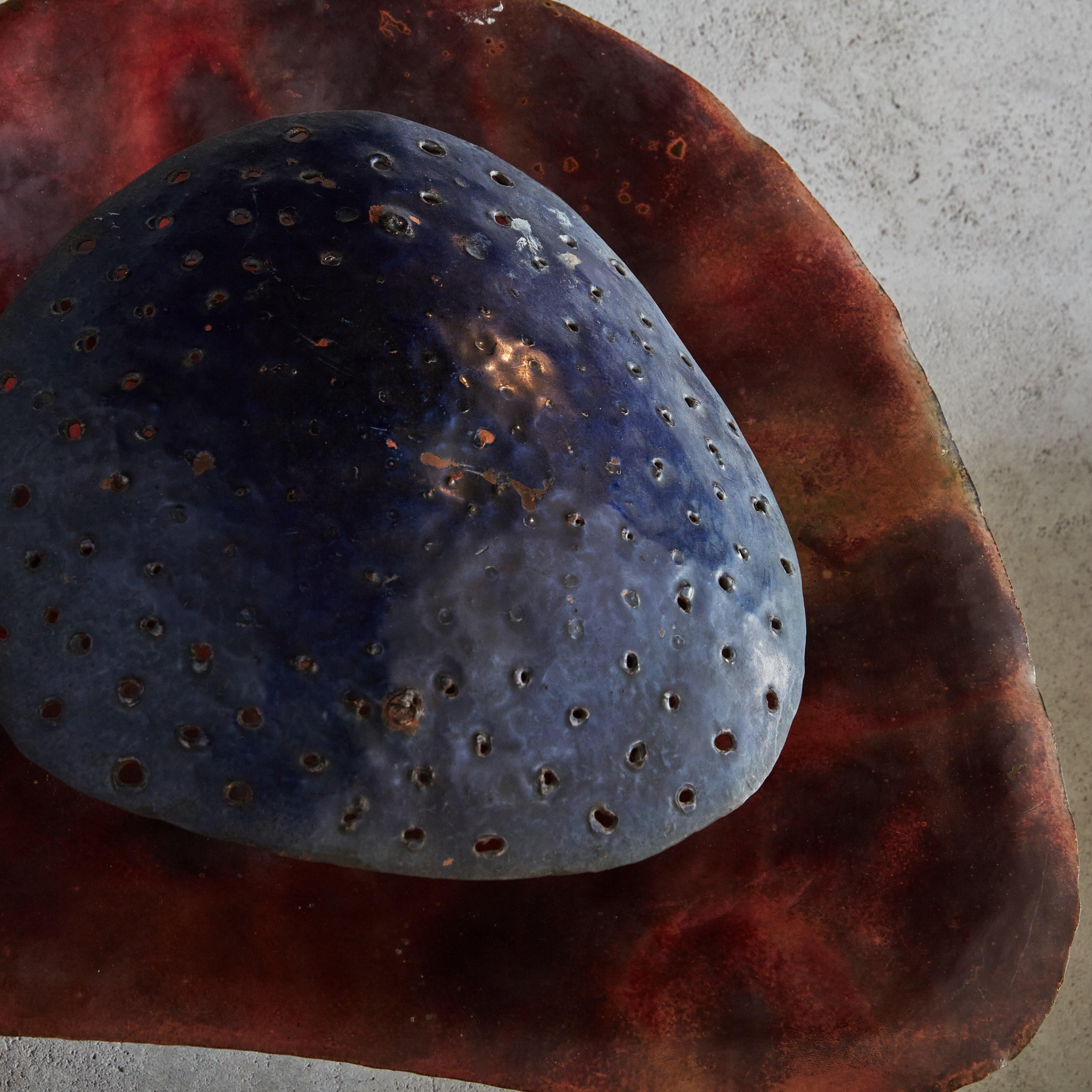 Mid-20th Century Artisan Made Purple Patinated Metal Sconce, France 1950s For Sale