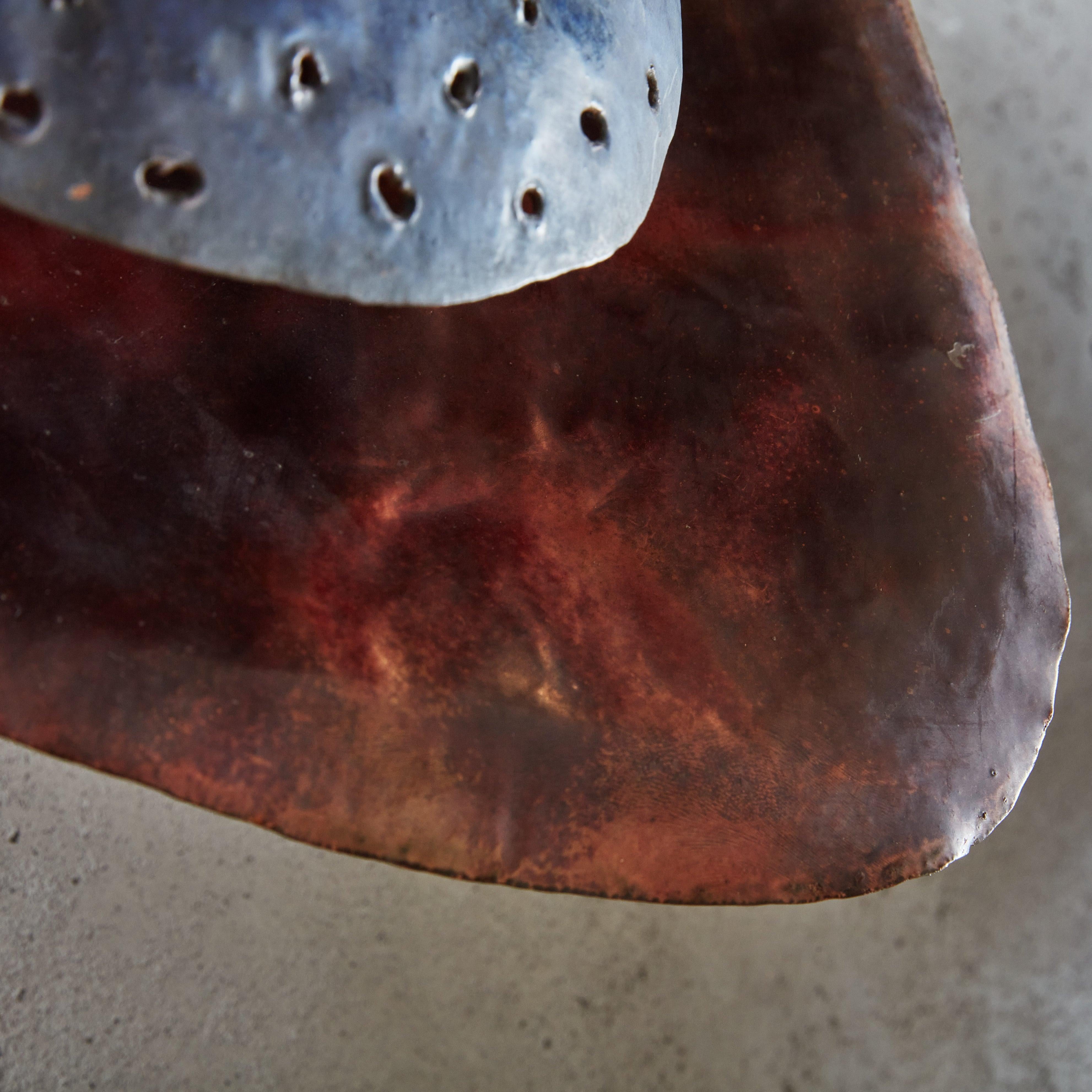 Artisan Made Purple Patinated Metal Sconce, France 1950s For Sale 1