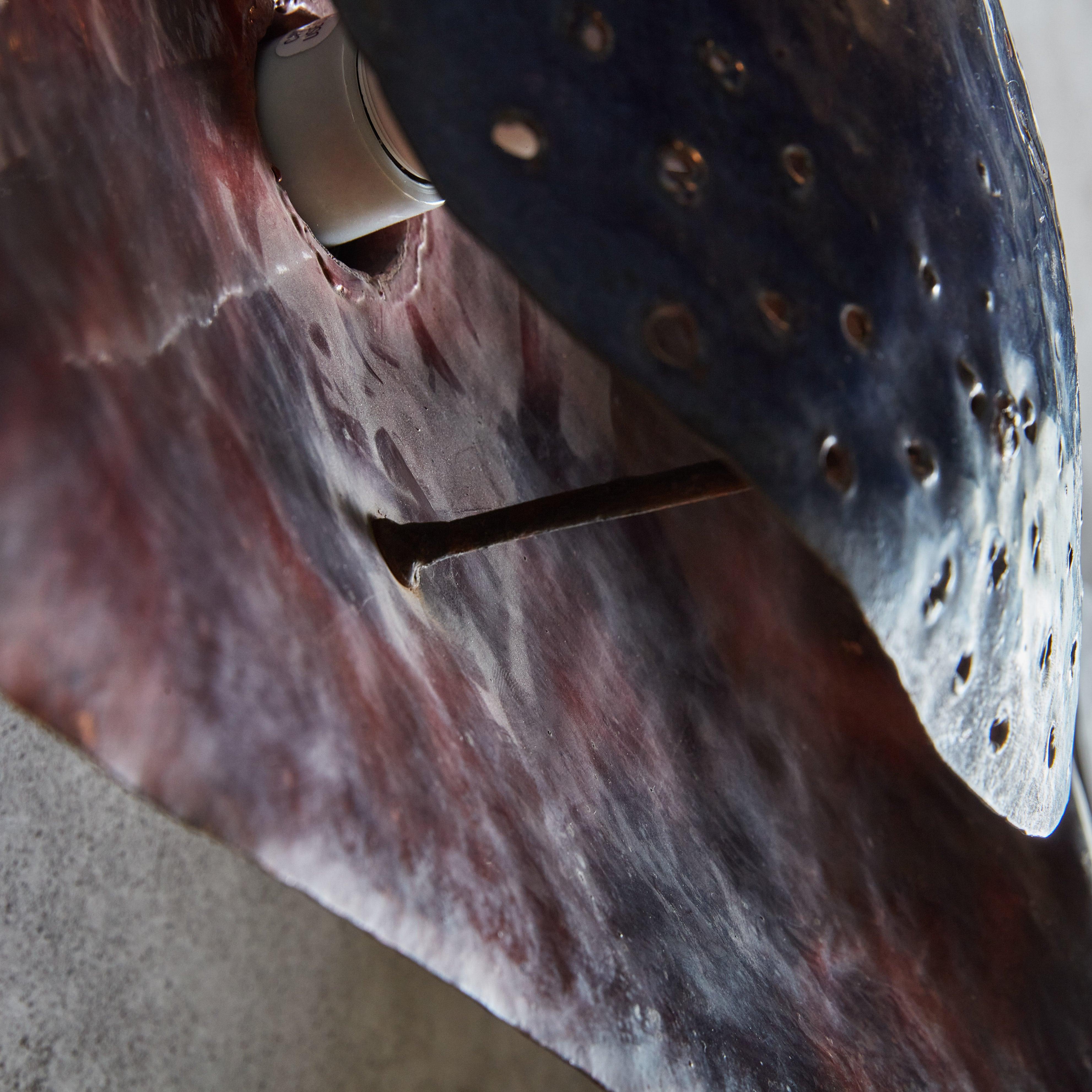 Artisan Made Purple Patinated Metal Sconce, France 1950s For Sale 2