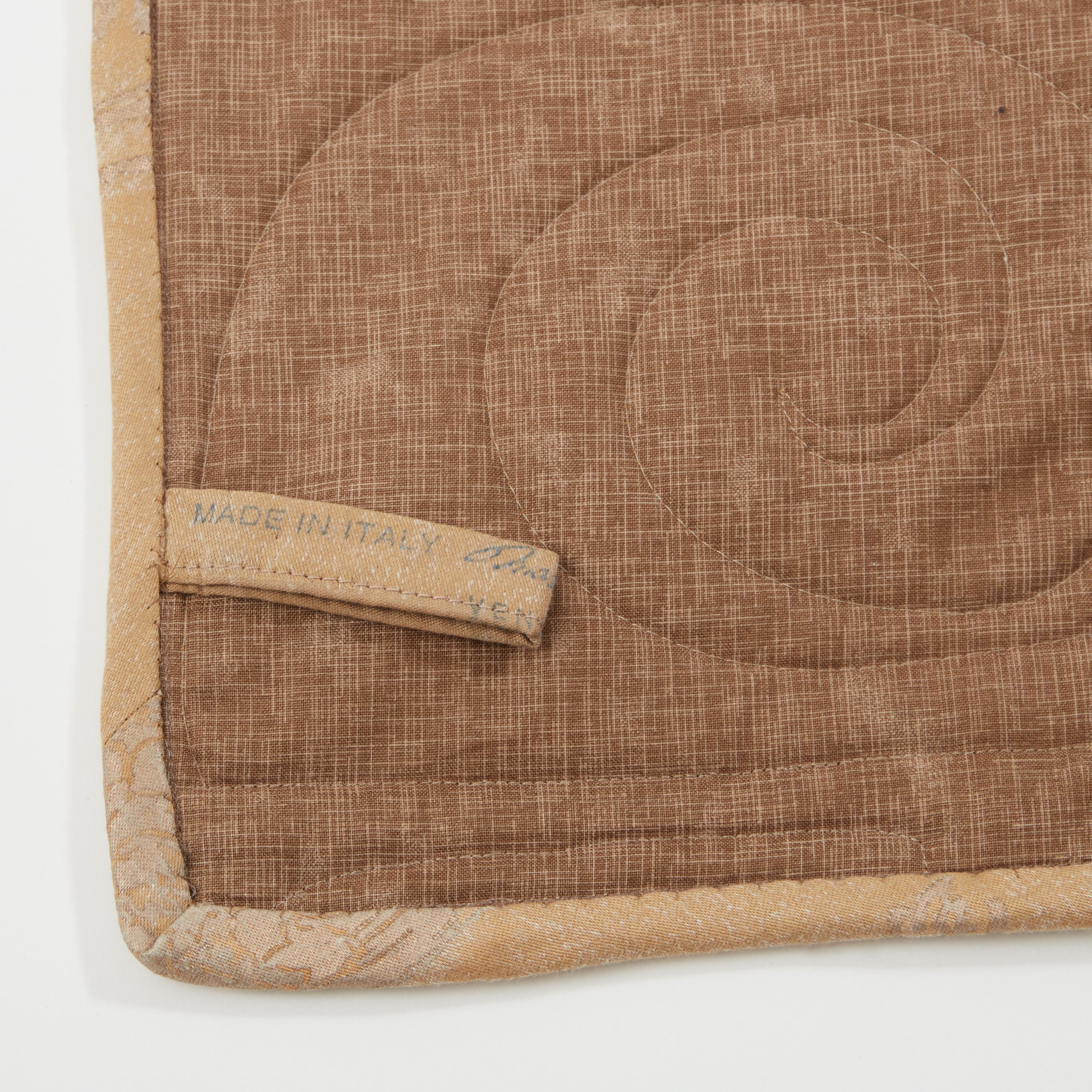 Quilted Artisan Made Quilt Made Using Vintage Fortuny Fabric by David Duncan Studio For Sale