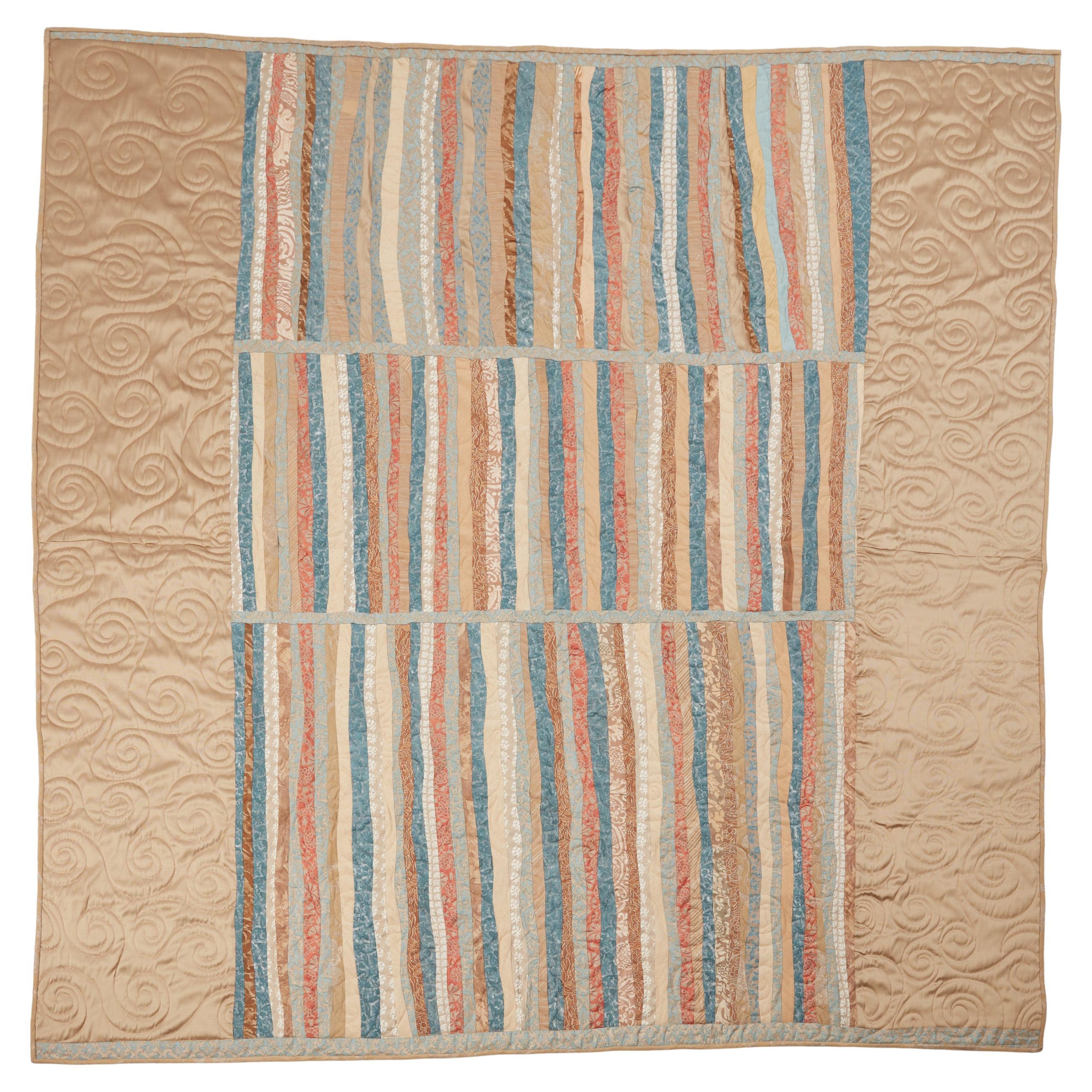 Artisan Made Quilt Made Using Vintage Fortuny Fabric by David Duncan Studio For Sale
