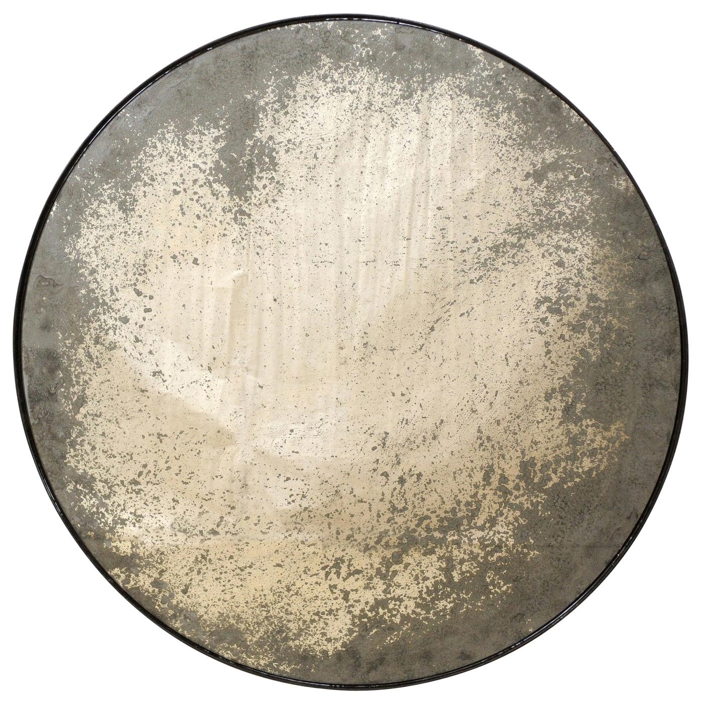 Artisan Made Round Mirror with Antiqued Glass Center, Customizable Sizes!