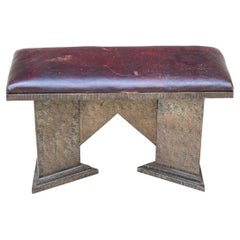 Artisan Made Steel and  Leather Hall  Bench