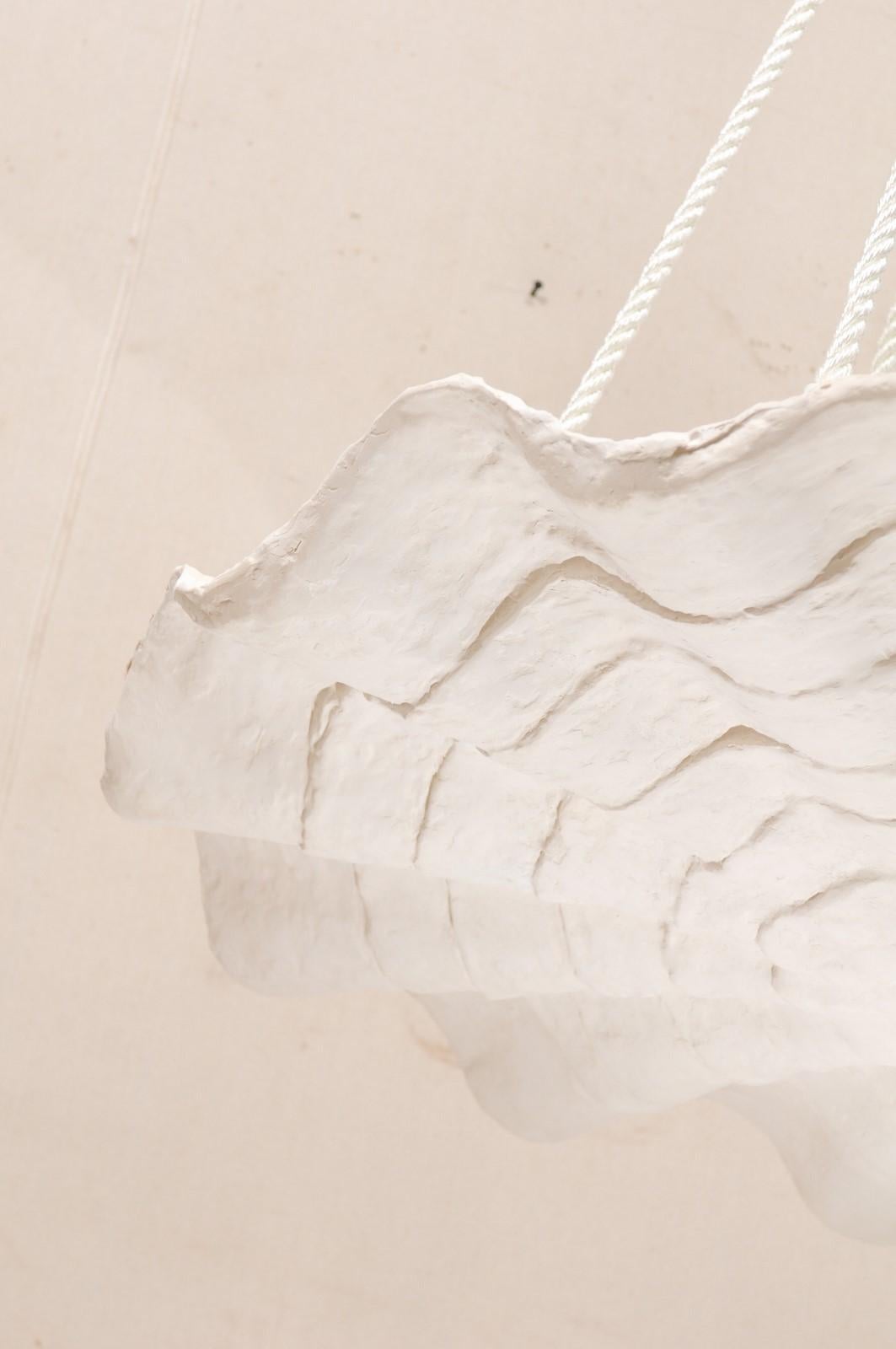 Artisan-Made White Hanging Mid-Century Modern Style Light Fixture 1