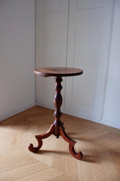 Artisan Made Wooden Ornate French Side Table with Round Top