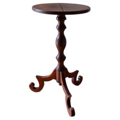 Artisan Made Wooden Ornate French Side Table with Round Top
