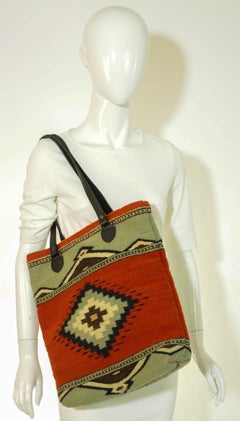 South Western Wool Tote MZ Adobe and Azul Shoulder Bag