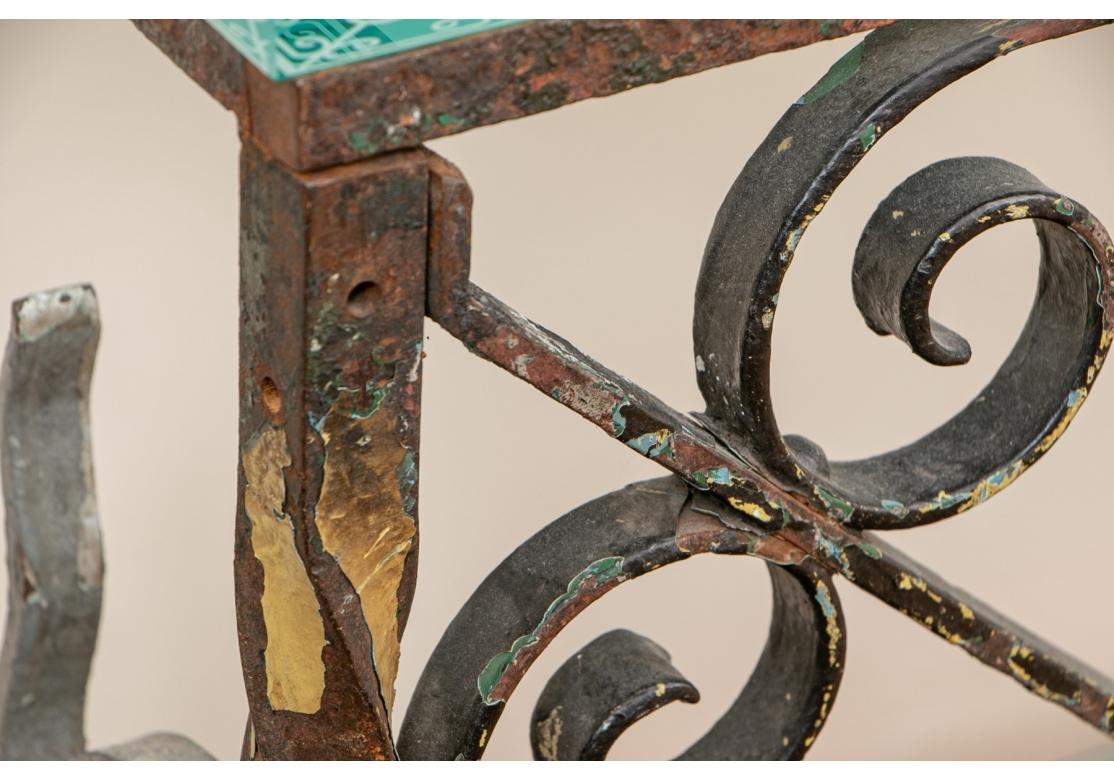 Artisan Made Wrought Iron and Glass Console Table For Sale 4