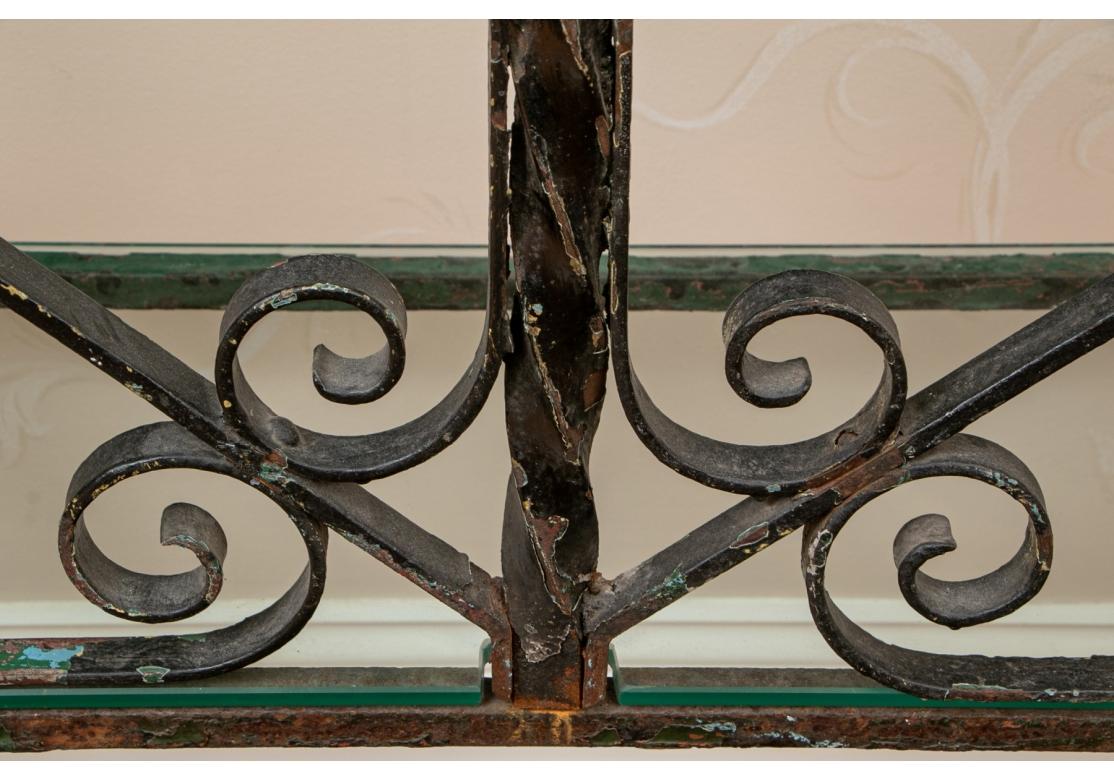 Artisan Made Wrought Iron and Glass Console Table For Sale 5