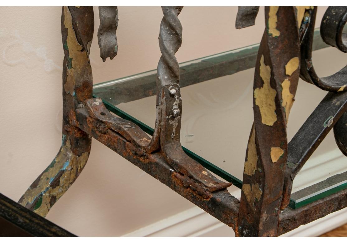 Artisan Made Wrought Iron and Glass Console Table For Sale 6