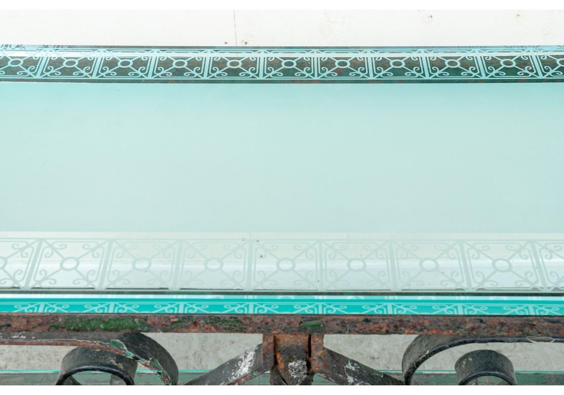 Table console en fer forgé et en verre fabriquée artisanalement en vente 14