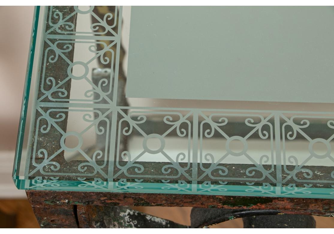 Artisan Made Wrought Iron and Glass Console Table In Good Condition For Sale In Bridgeport, CT