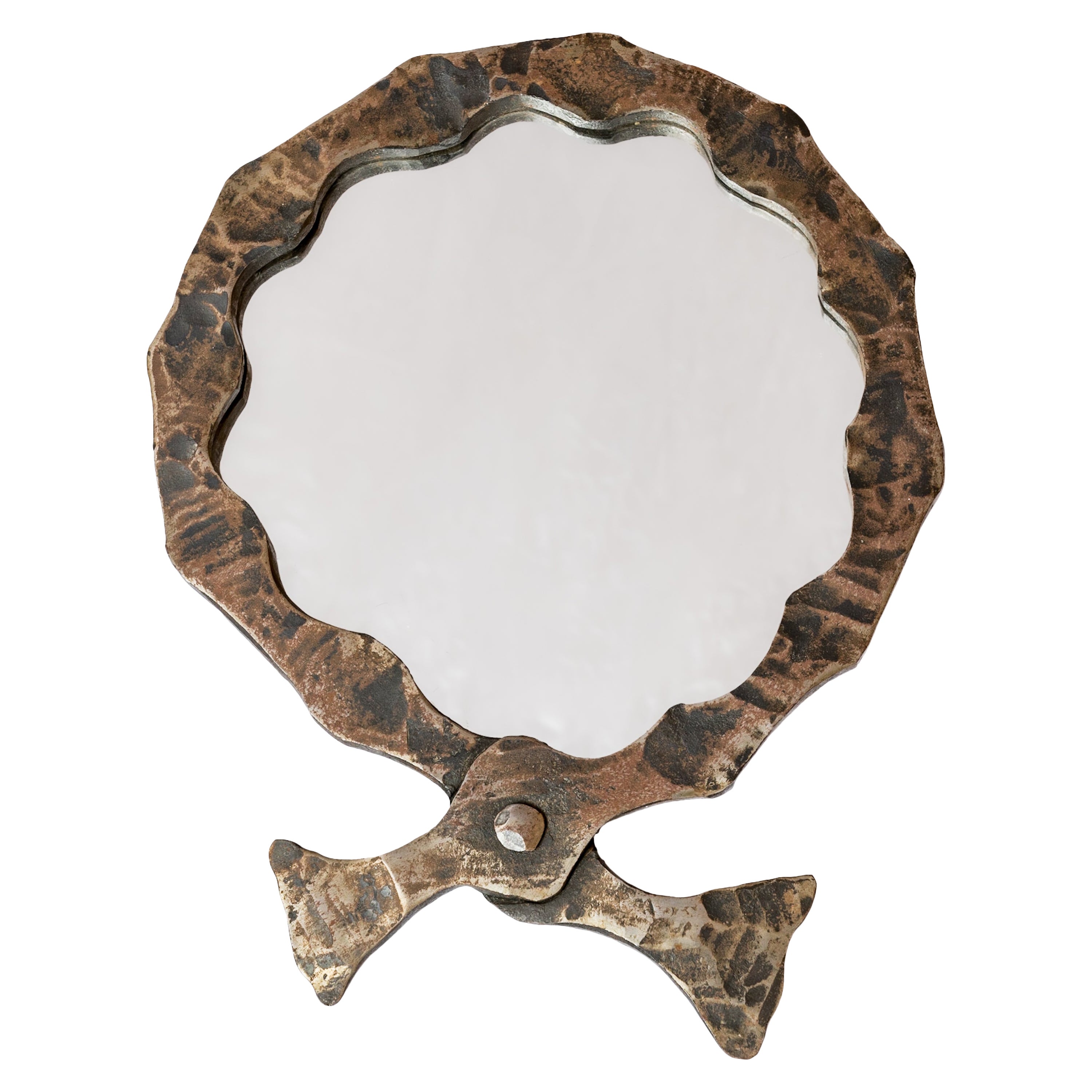 Artisan Martelé Wrought Iron Wall Mirror - France 1970's