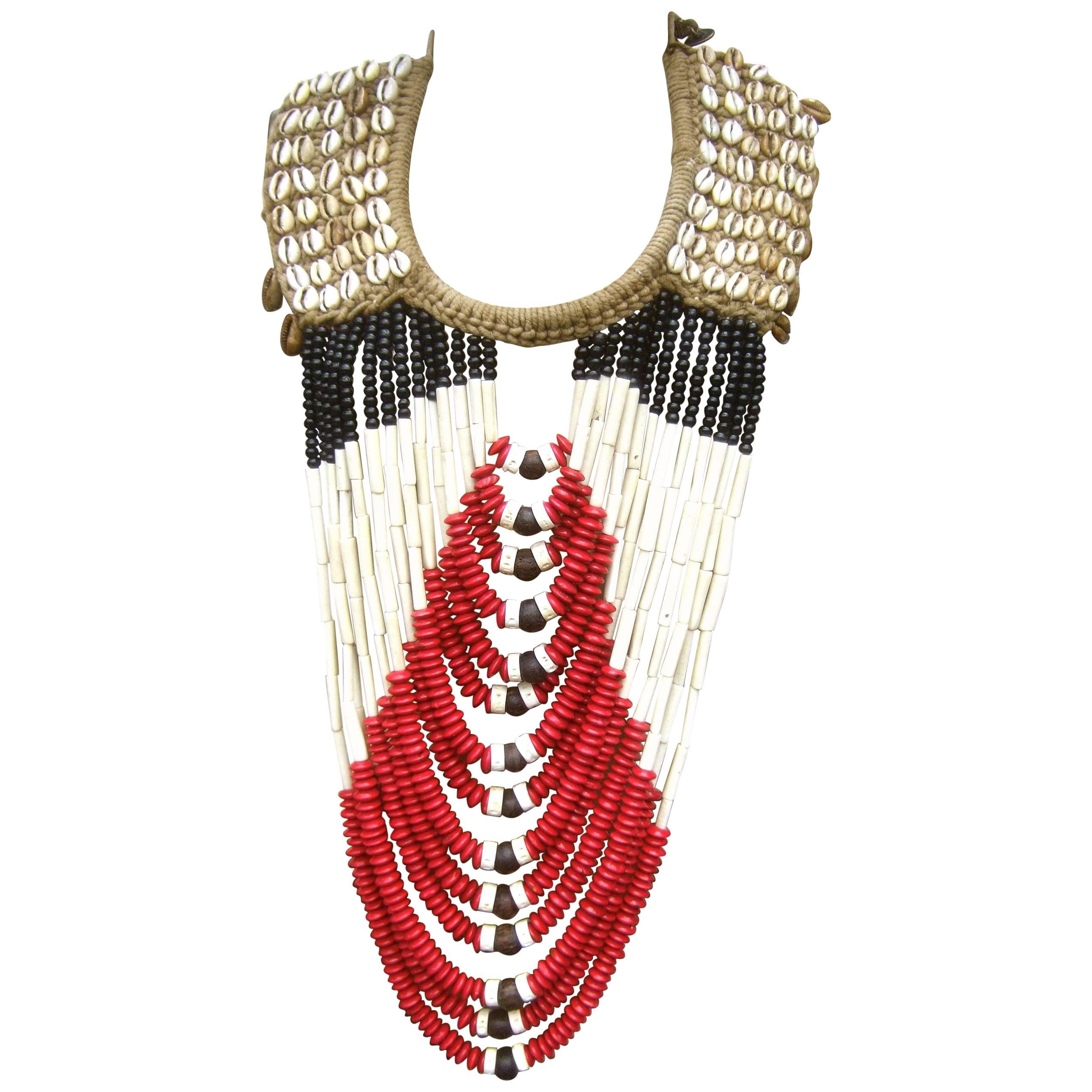Artisan Massive Tribal Beaded Statement Necklace, circa 1980s