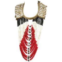 Artisan Massive Tribal Beaded Statement Necklace, circa 1980s