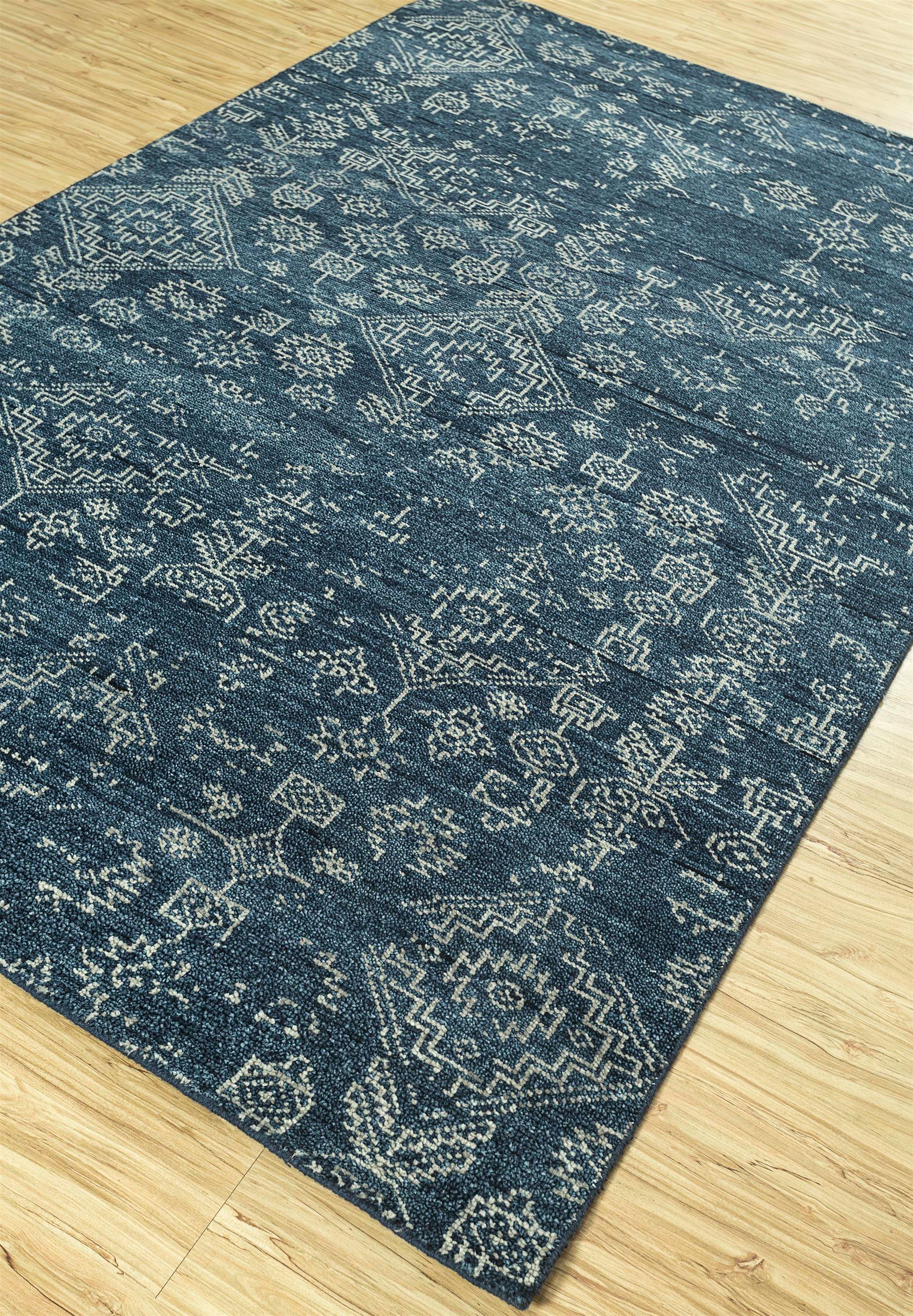 Artisan Melange Medieval Blue & Medium Gray 200X300 cm Handgeknüpfter Teppich (Stammeskunst) im Angebot