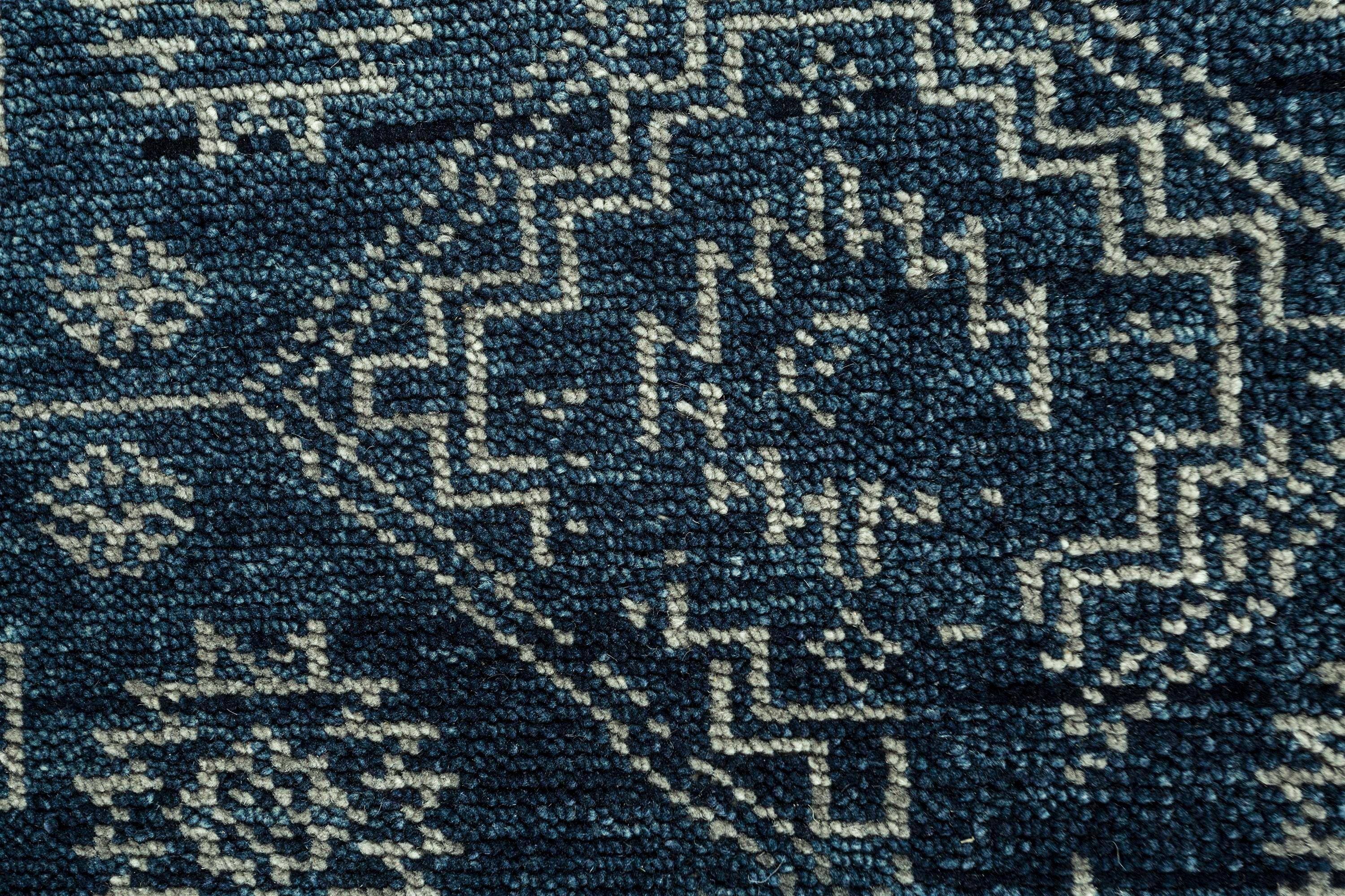 Artisan Melange Medieval Blue & Medium Gray 200X300 cm Handgeknüpfter Teppich (Indisch) im Angebot