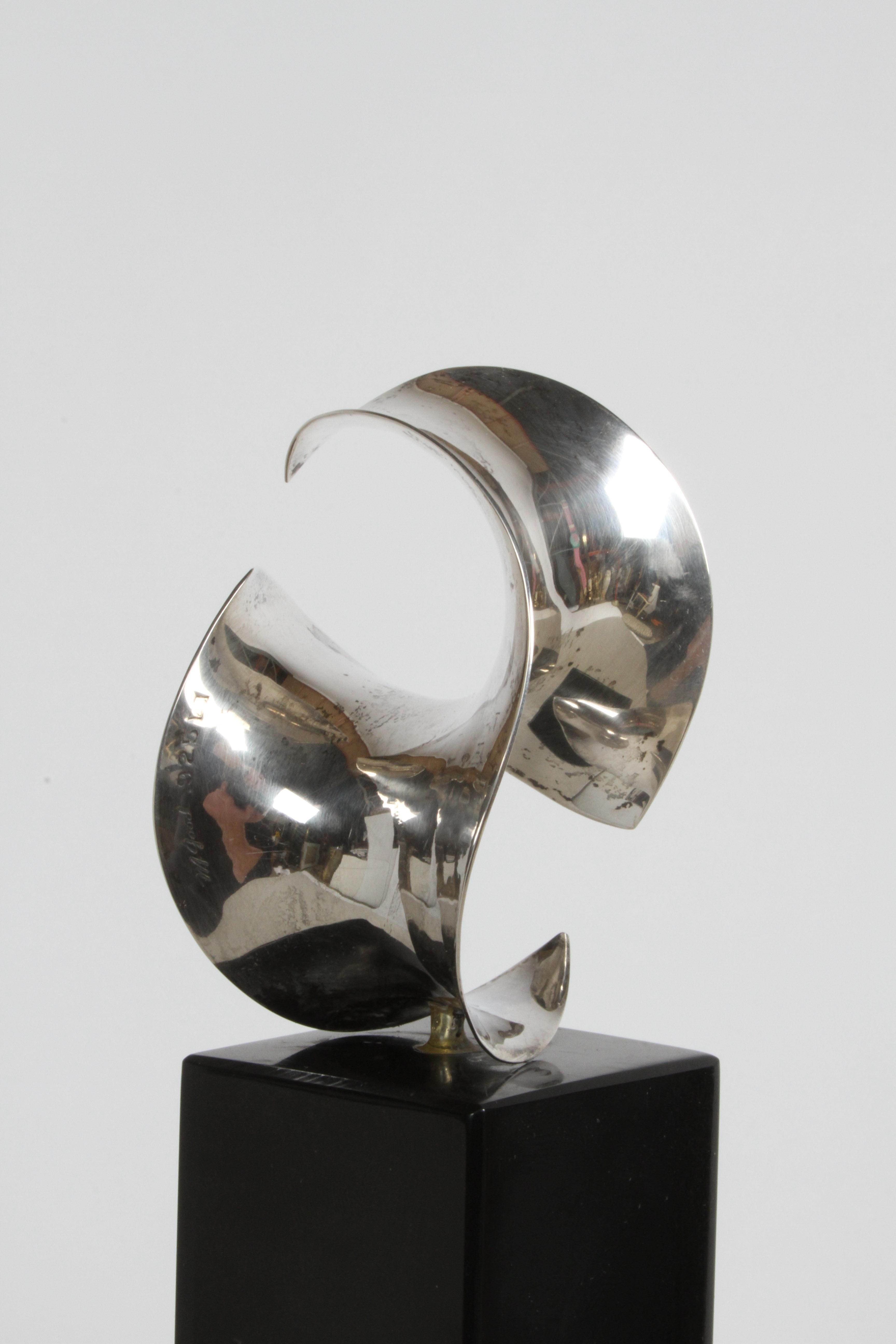 Artisan Michael Good Sterling Silver Hyperbolic Paraboloid Sculpture on Marble  For Sale 4