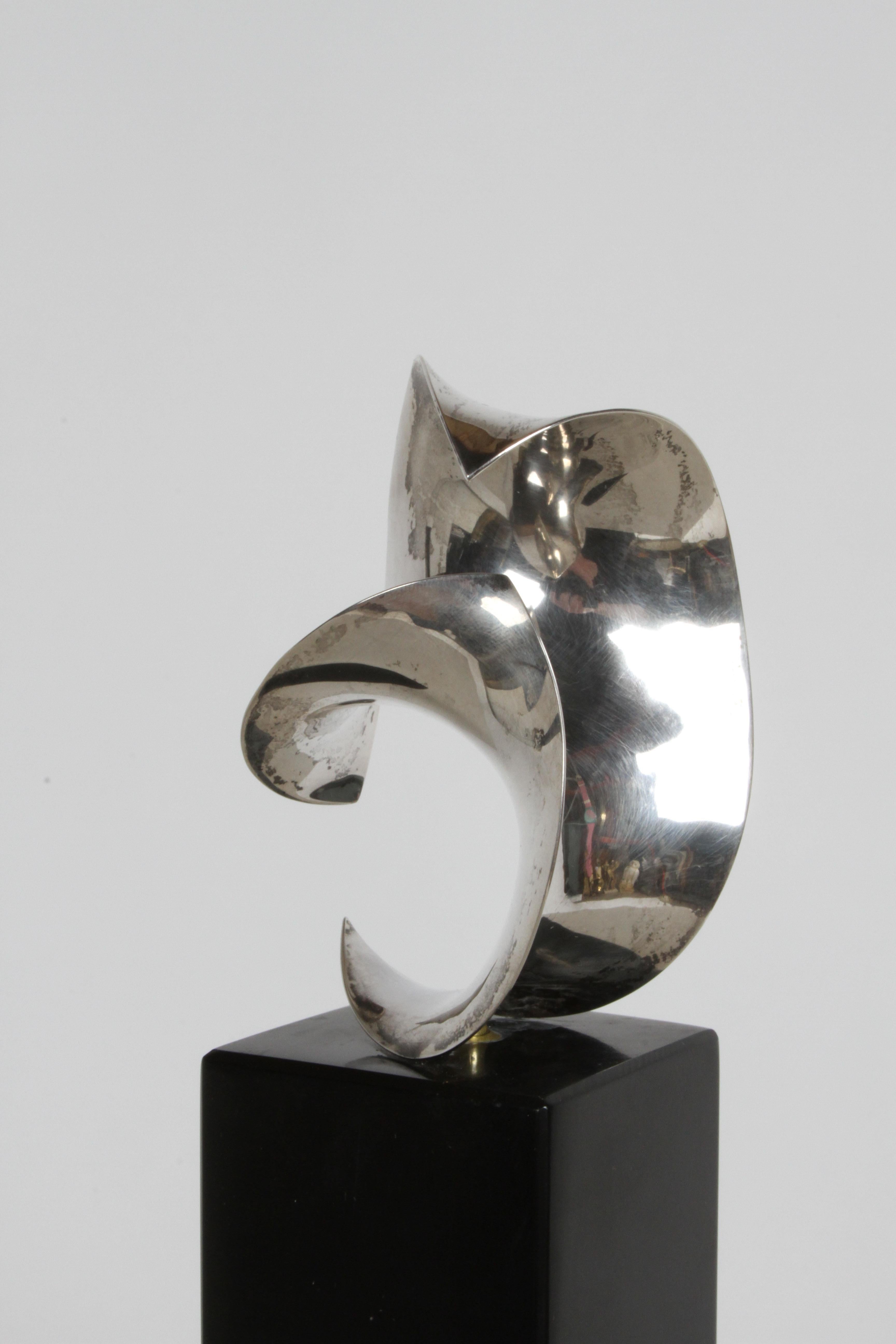 Artisan Michael Good Sterling Silver Hyperbolic Paraboloid Sculpture on Marble  For Sale 6