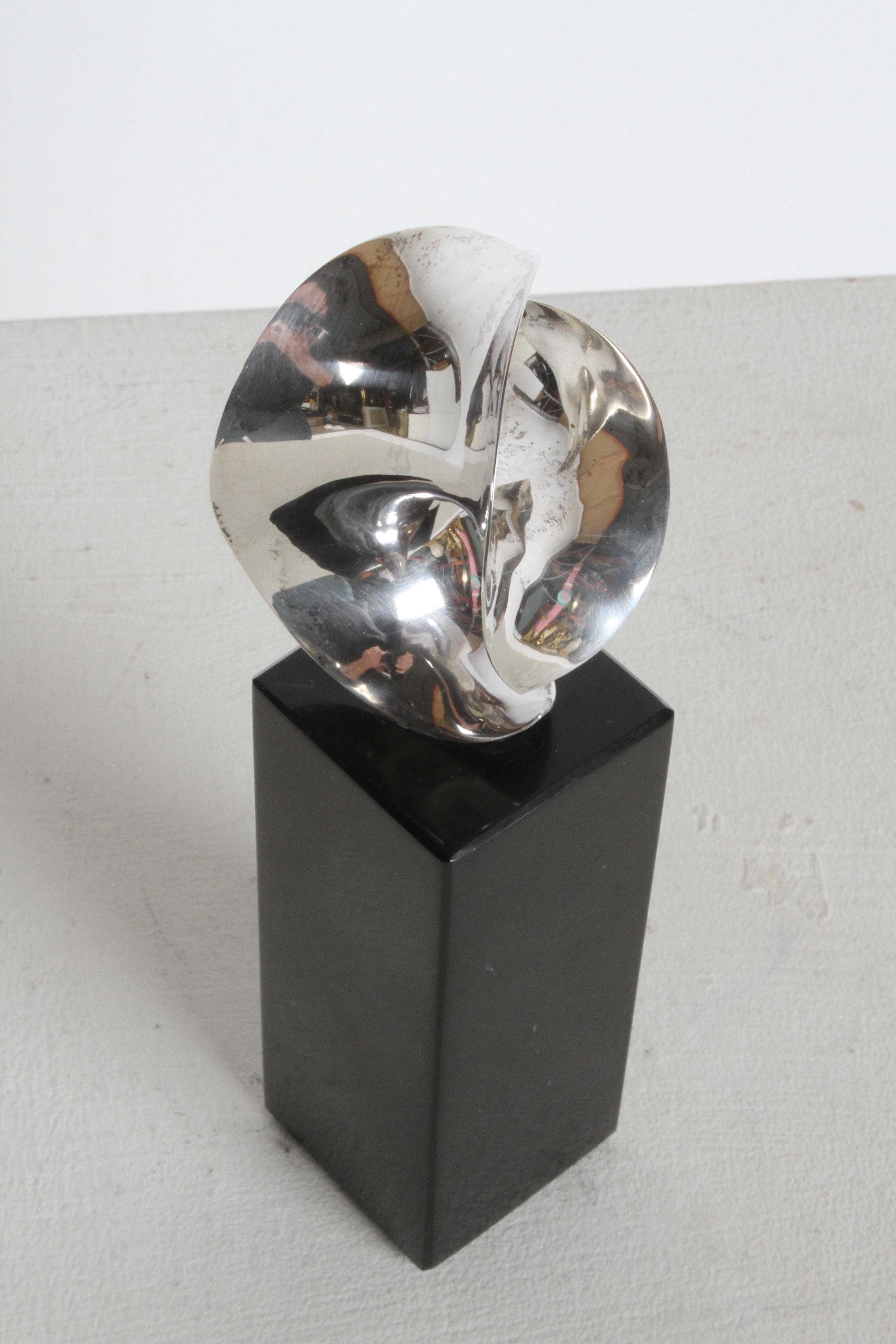 Artisan Michael Good Sterling Silver Hyperbolic Paraboloid Sculpture on Marble  For Sale 9