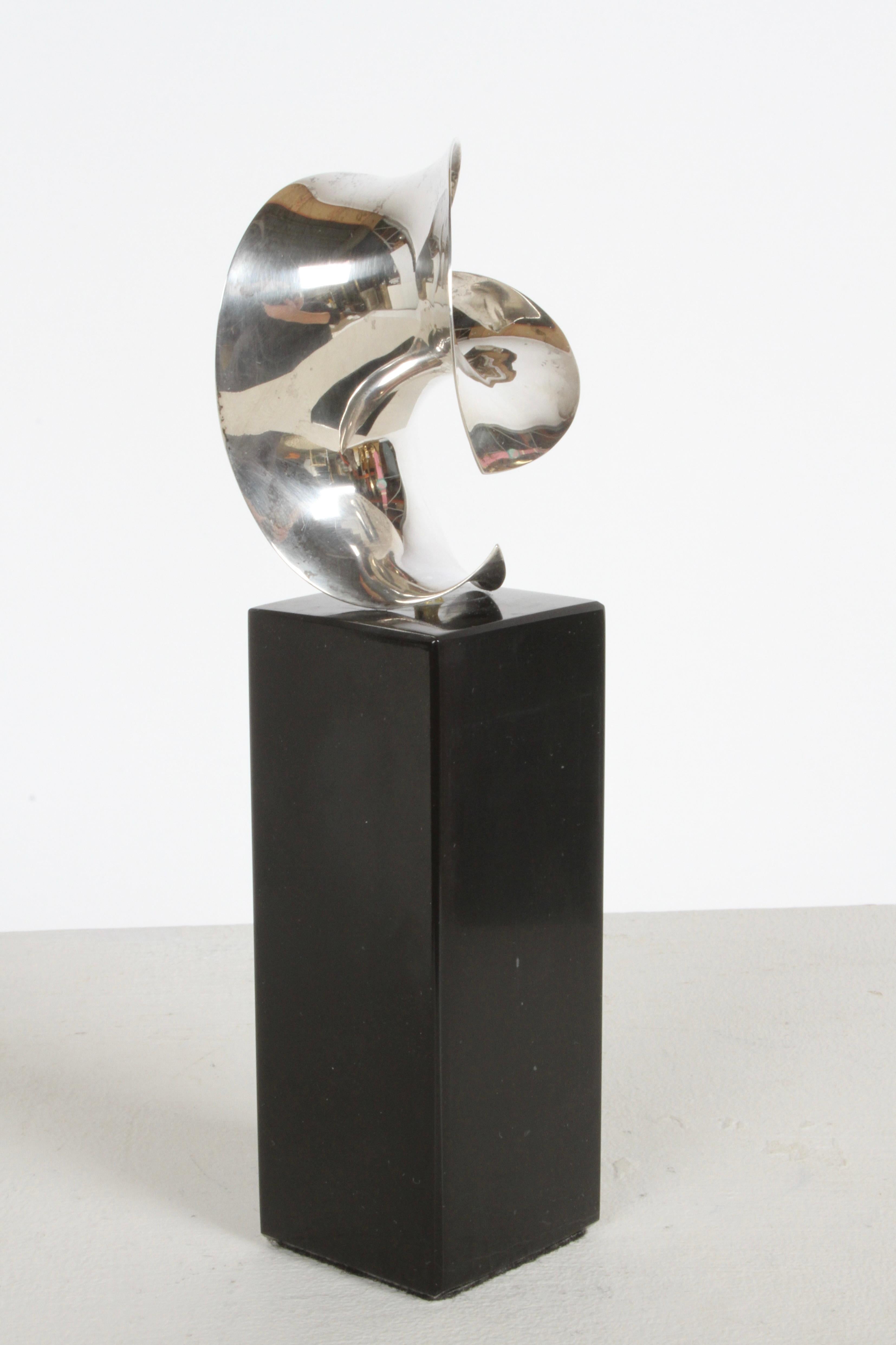 Mid-Century Modern Artisan Michael Good Sterling Silver Hyperbolic Paraboloid Sculpture on Marble  For Sale