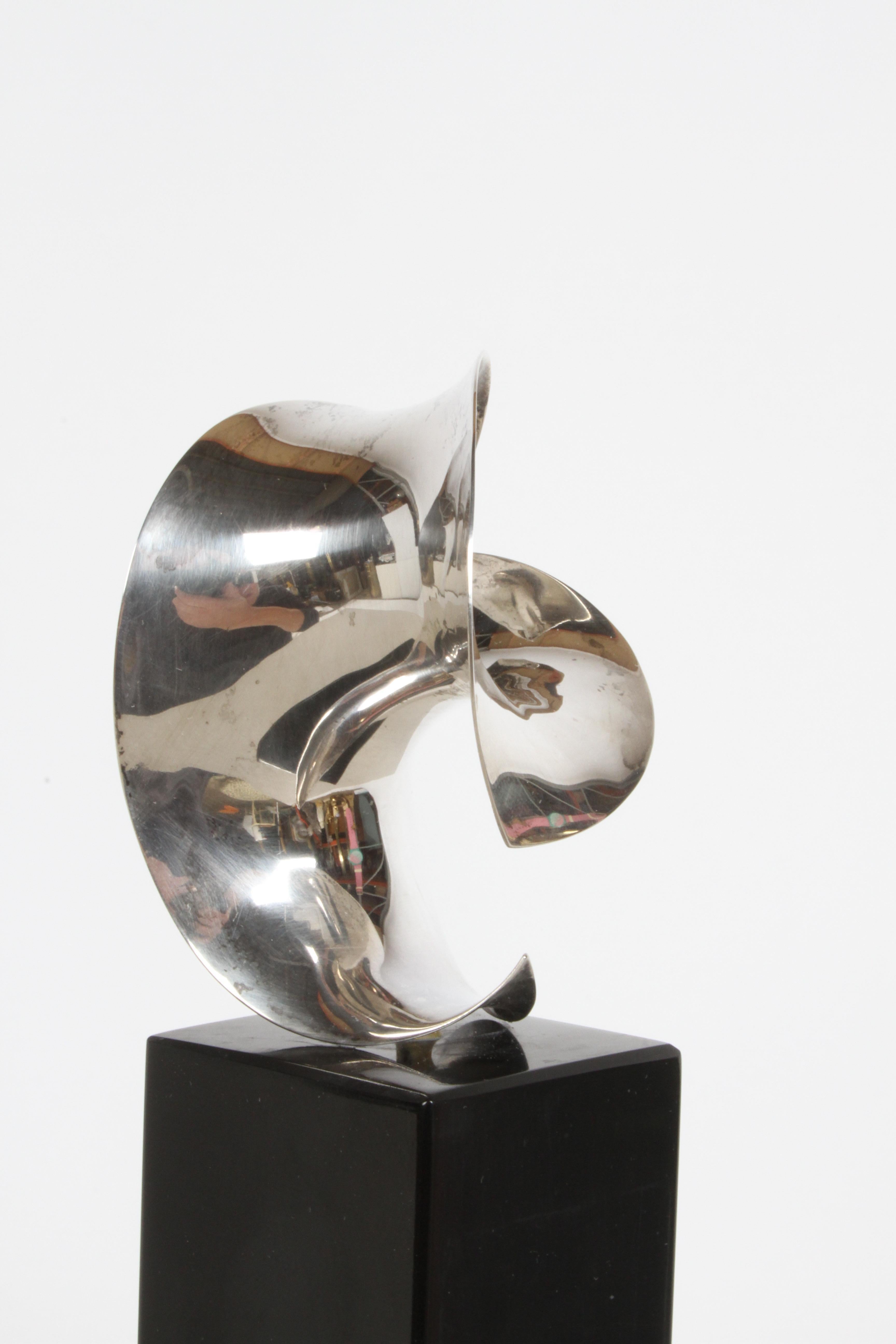 Late 20th Century Artisan Michael Good Sterling Silver Hyperbolic Paraboloid Sculpture on Marble  For Sale