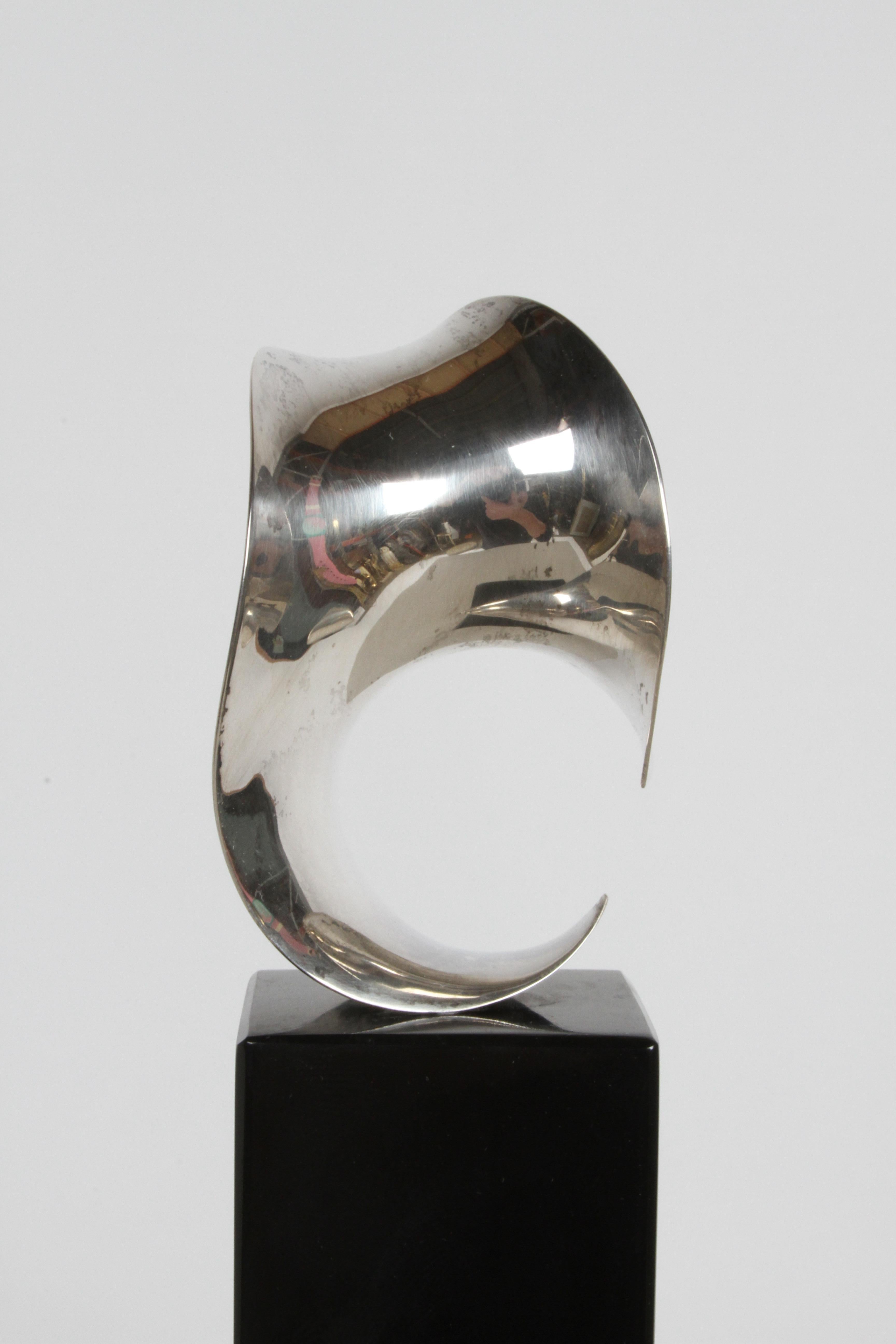 Artisan Michael Good Sterling Silver Hyperbolic Paraboloid Sculpture on Marble  For Sale 2