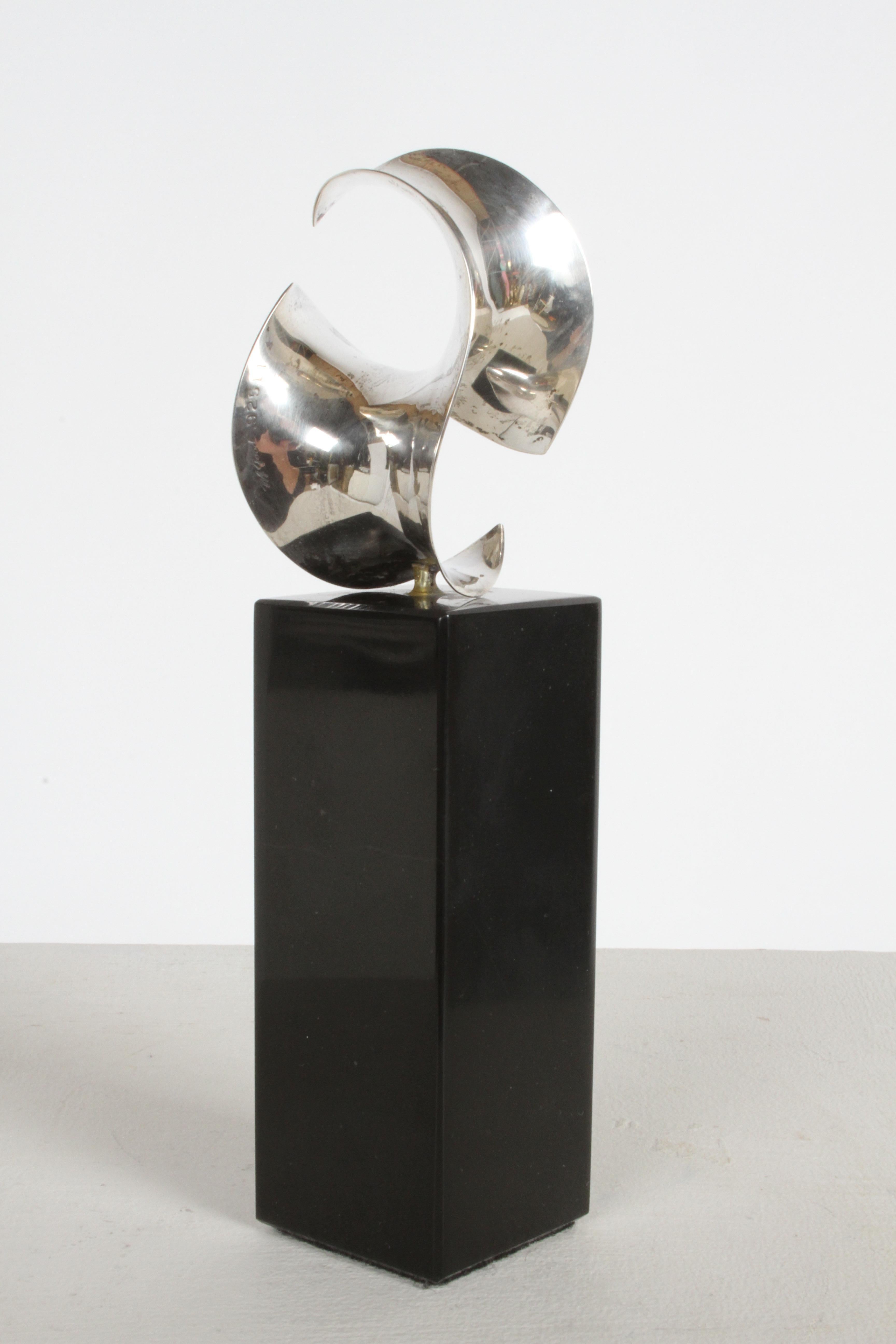 Artisan Michael Good Sterling Silver Hyperbolic Paraboloid Sculpture on Marble 3