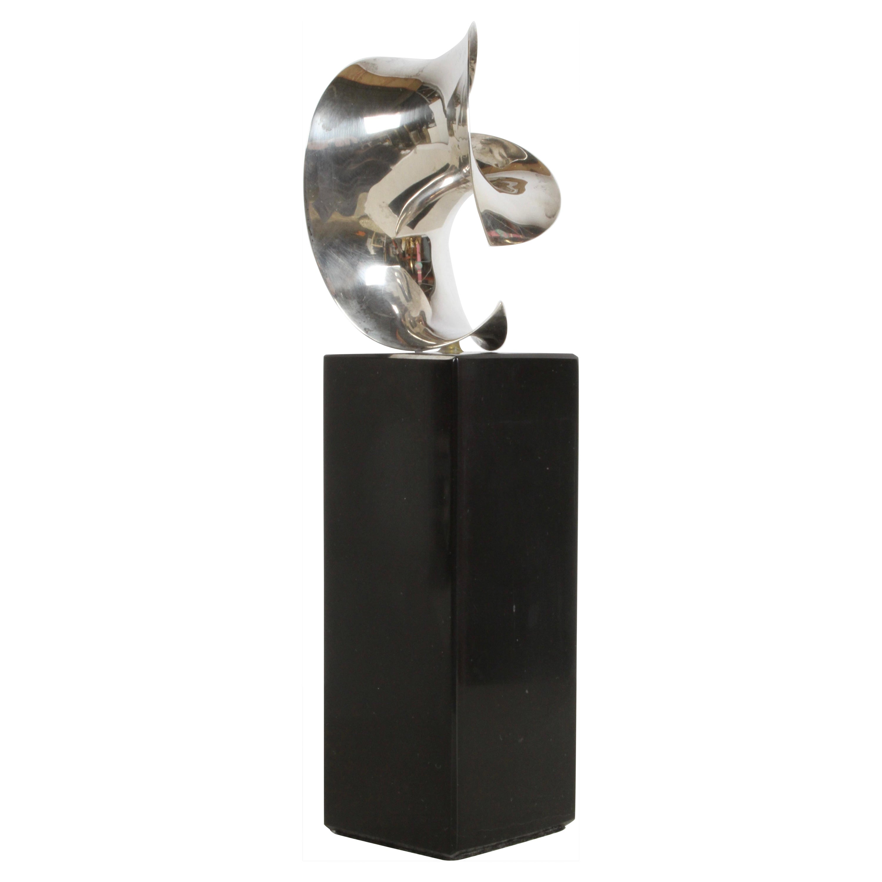 Artisan Michael Good Sterling Silver Hyperbolic Paraboloid Sculpture on Marble