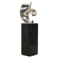 Artisan Michael Good Sterling Silver Hyperbolic Paraboloid Sculpture on Marble