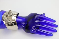 Artisan Modern Silver Plate 'Cat' Cuff Bracelet