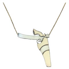 Artisan Modernist Sterling Silver Gun Pendant Necklace